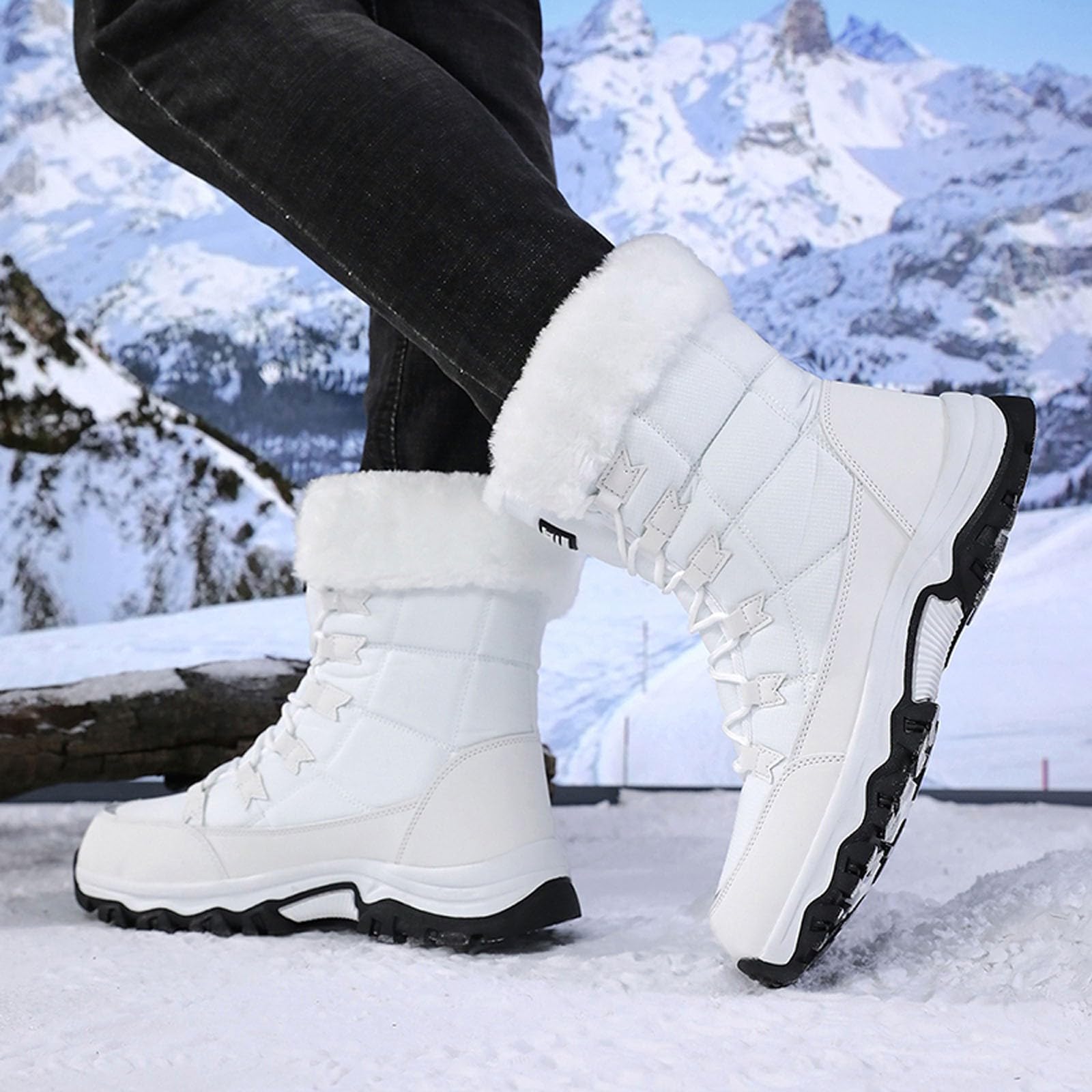 Generico Stivali Neve Donna Impermeabili Calde Termiche Doposci Stivali Imbottiti Antiscivolo Scarpe Da Neve Stivaletti Invernali Dopo Sci Con Fodera Scarponi Snow Boots Per All'acqua Trekkin