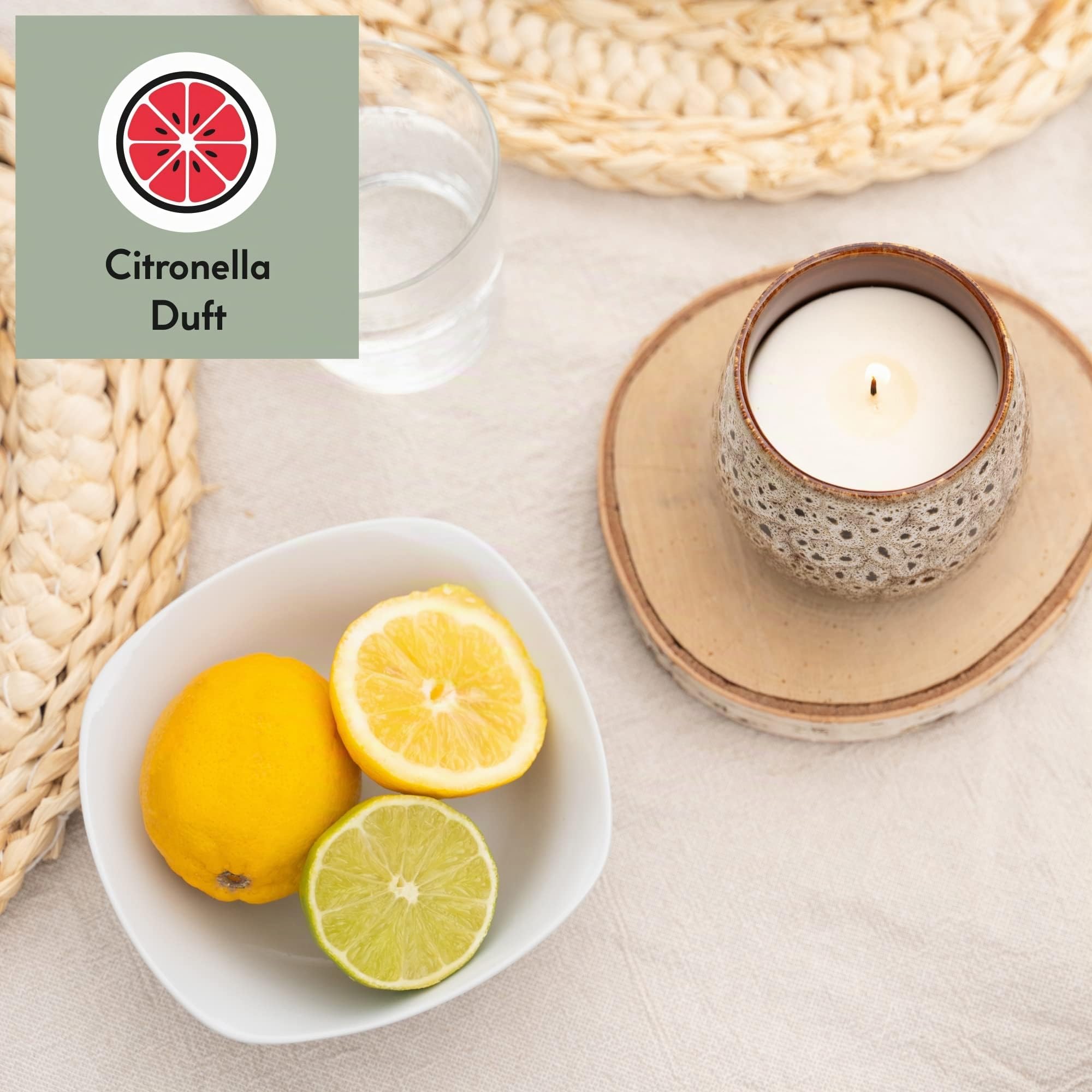 HOFER 6 x Premium Citronella-Schale | Windlicht Outdoor | Hochwertige Citronella Kerze im Keramiktopf mit Citronella-Duft | Outdoor Kerzen für Gartenparty | Deko für draußen