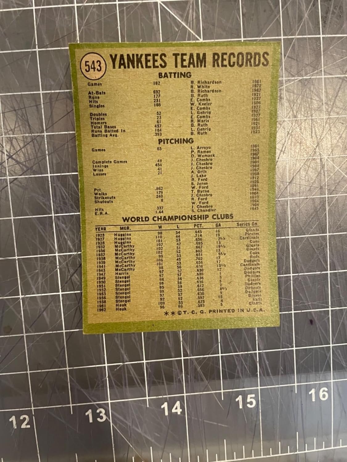 1971 Topps #543 New York Yankees Team Baseball Card Nm+ #2 - Sports Memorabilia
