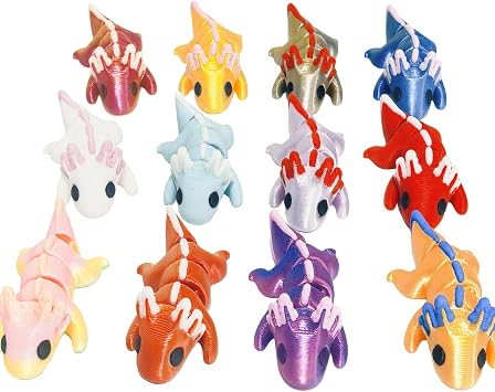 12pcs 3D Printed Axolotl,3D Printed Animals and 3D Printed Fidget Toys,Desk Pets Animal Figurines Toys Bulk,Tiny 3D Printer Critters for Birthday Fillers,Teen Reward Gifts 12pcs anmals