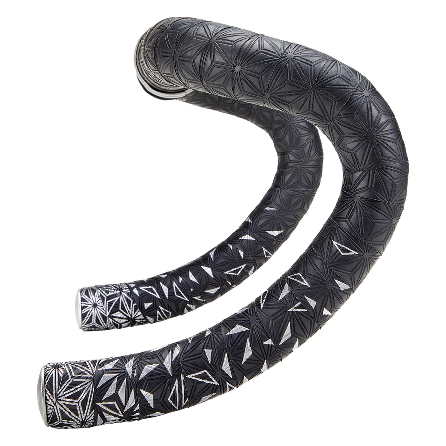 Supacaz Bar Tape - Super Sticky Kush - Star Fade - Platinum + Platinum Star Plugz - Cycling Handlebar Tape