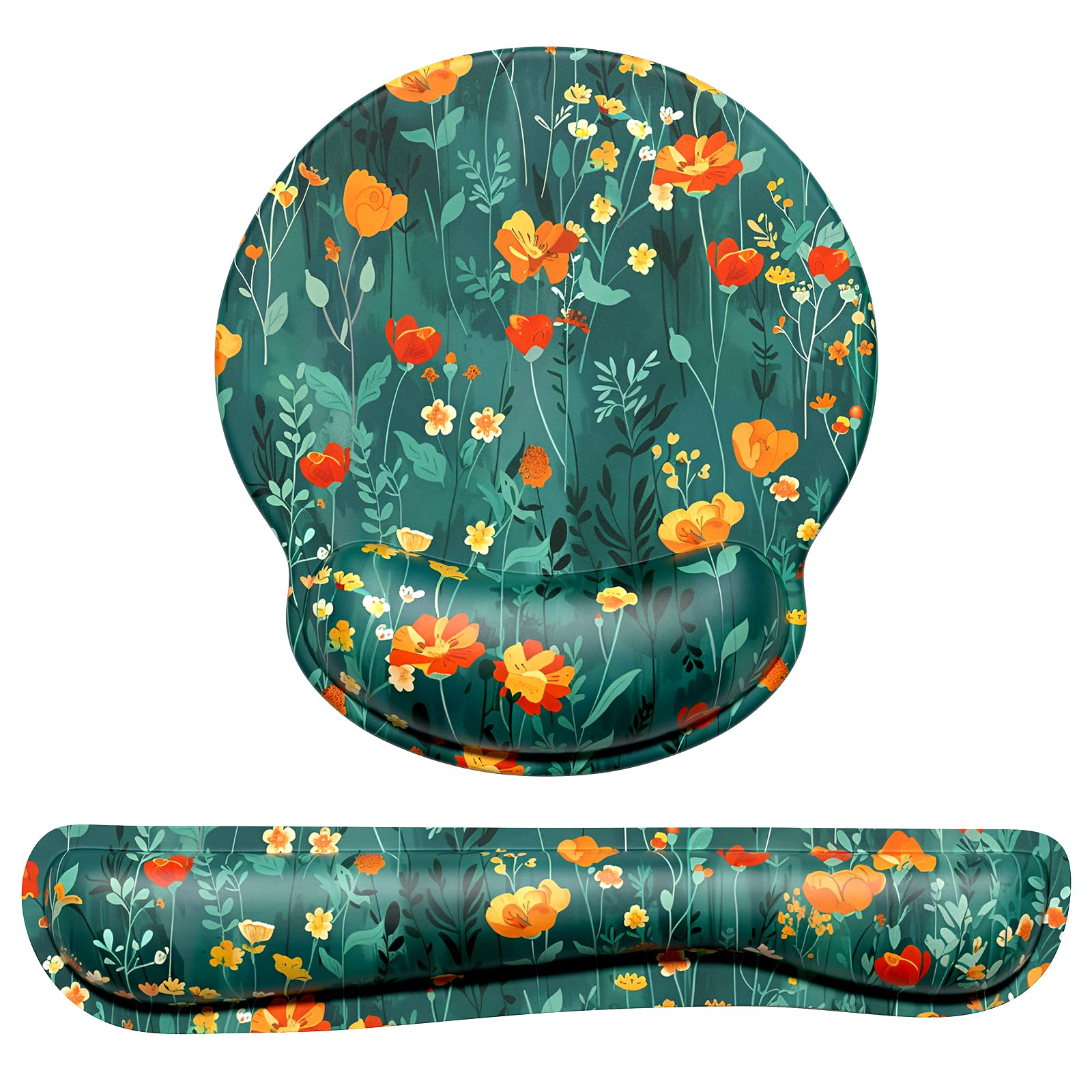 Dapesuom Keyboard Wrist Rest and Mouse Pad with Wrist Support, Memory Foam Wrist Rests for Keyboard and Mouse, Ergonomic Wrist Pad with Non-Slip Base, Forest Flowers