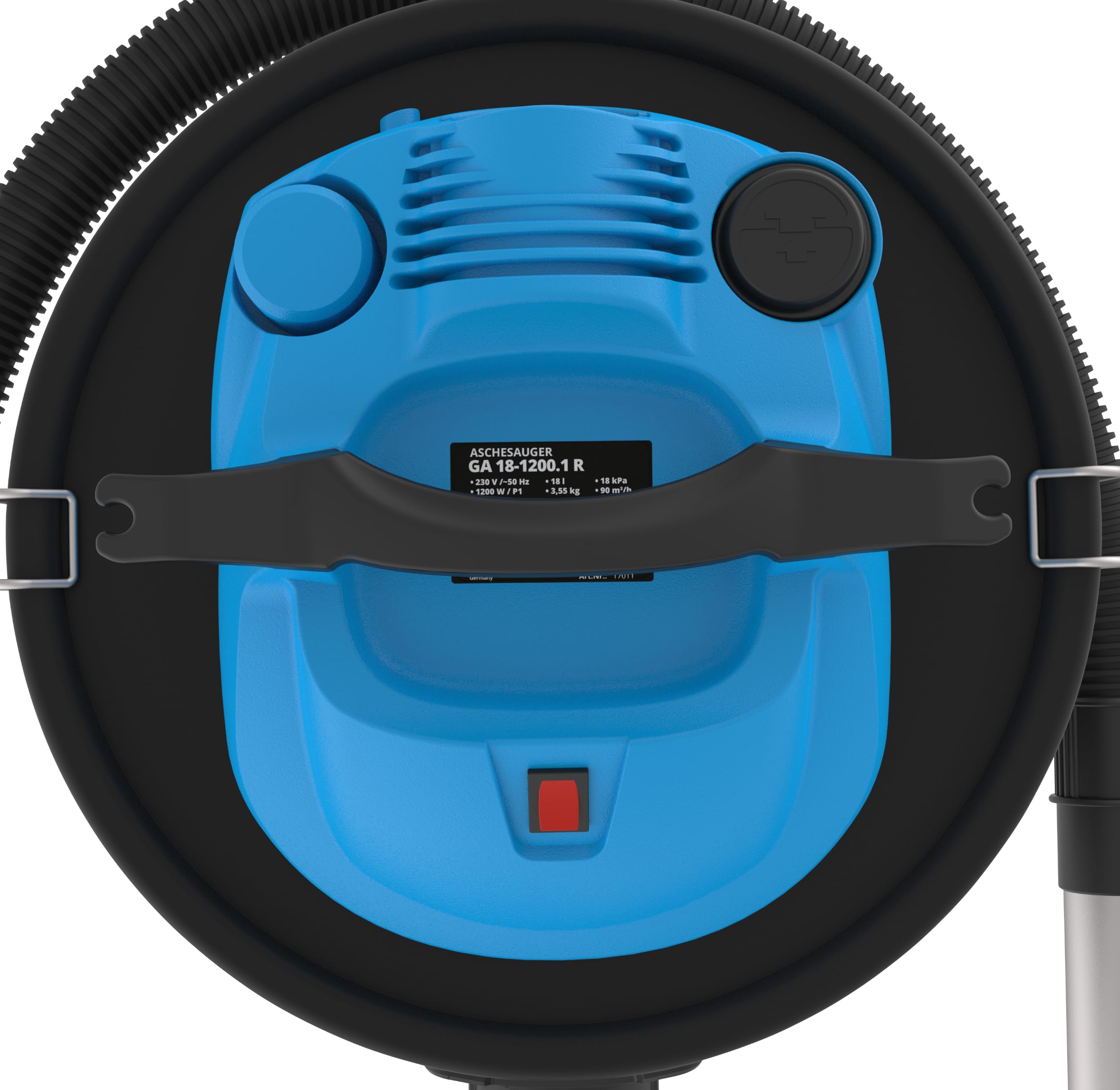 Güde GA 18-1200.1R - Aspiratore per cenere, 230 Volt, 1200 Watt, 18 kilopascal, contenitore da 18 litri, con filtro HEPA, funzione autopulente, tubo di aspirazione in metallo e tubo di aspirazione in