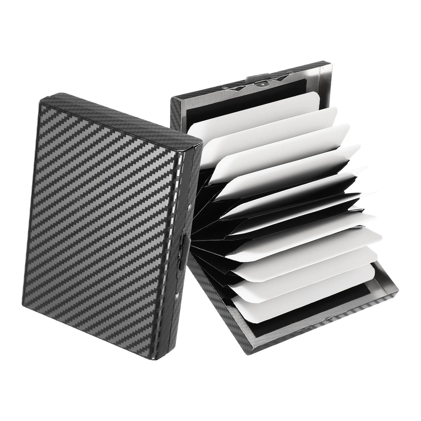 PATIKIL 2Pcs Stainless Steel RFID Credit Card Holder, Business Card Case, Metal Slim Holder Wallet with 10 Slots for Women and Men, Black