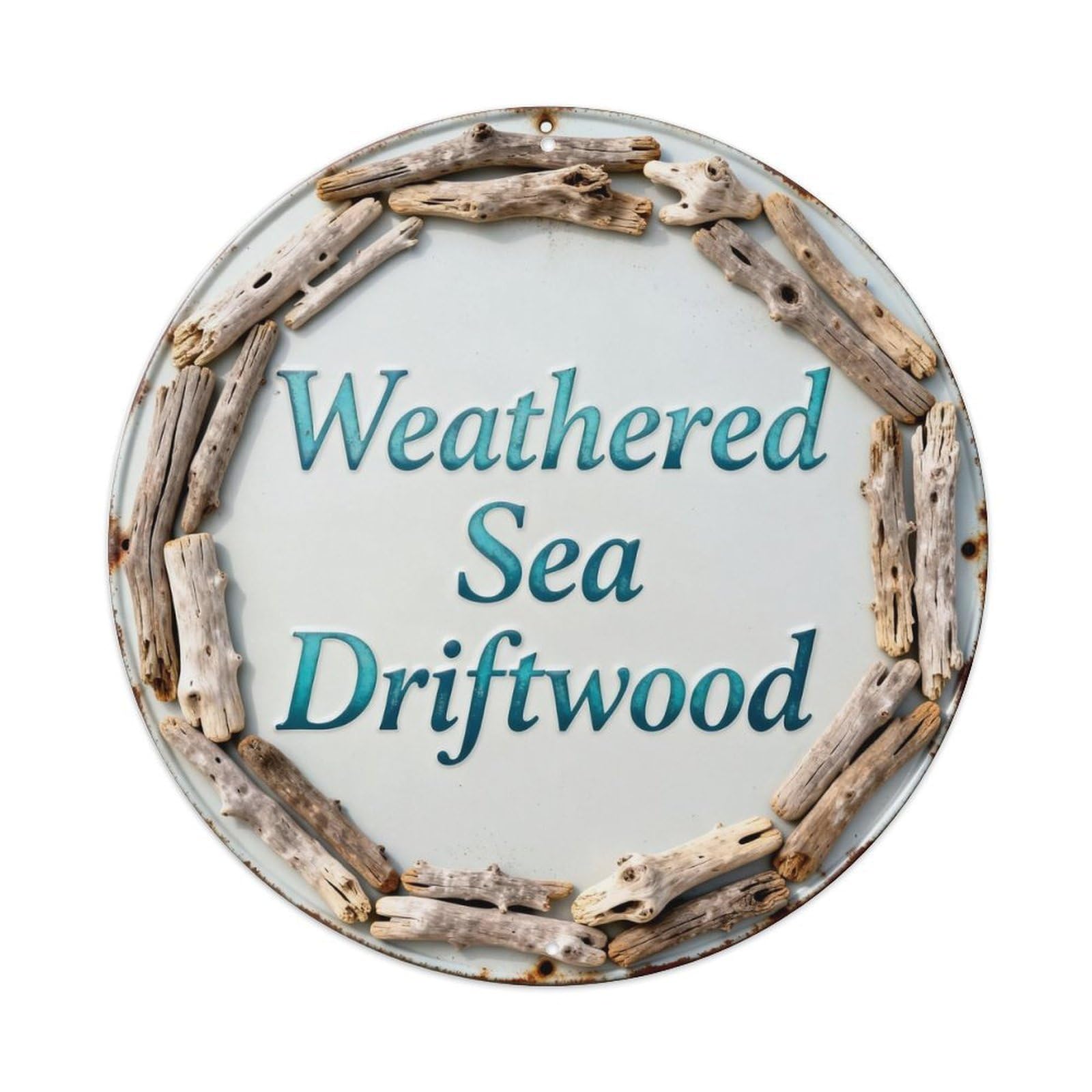 Weathered Sea Driftwood Metal Tin Sign Plaque