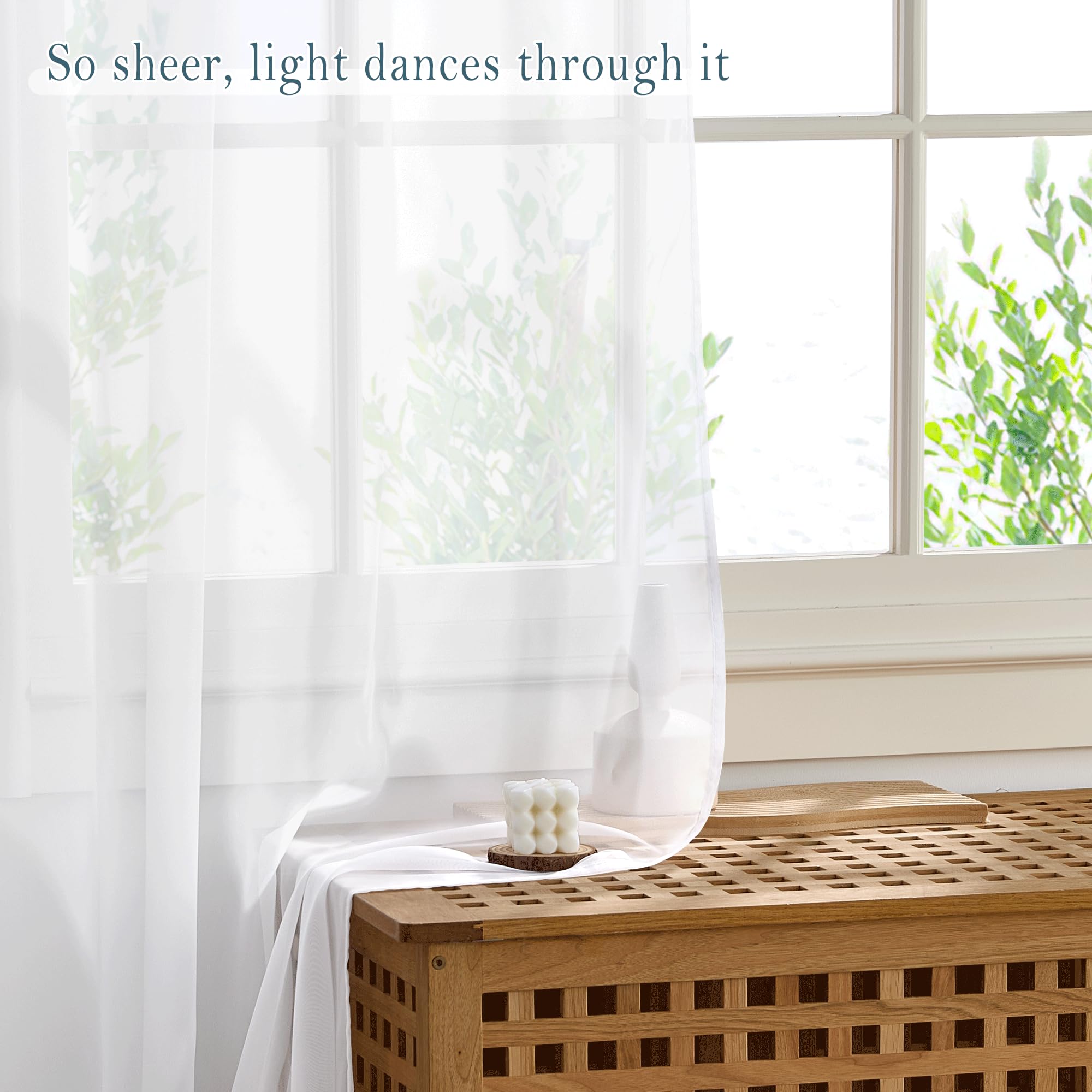 PONY DANCE Room Divider Net Curtain 280x245 cm, Single Panel Pencil Pleat Semi Transparent Voile Sheer Panel - Image 4