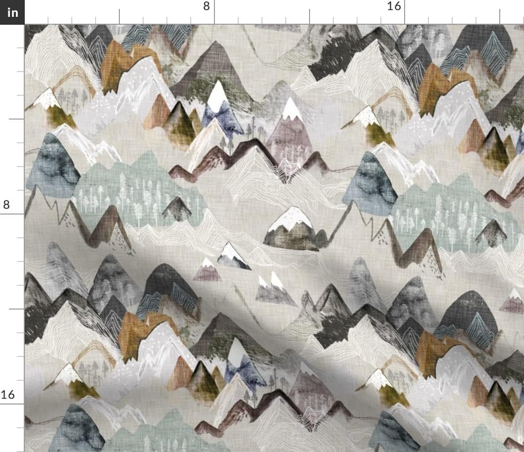 Spoonflower Fabric - Call Mountains Mountain Earthy Neutral Brown Tan Adventure Hiking Printed on Petal Signature Cotton Fabric by The Yard - Sewing Quilting Apparel Crafts Decor