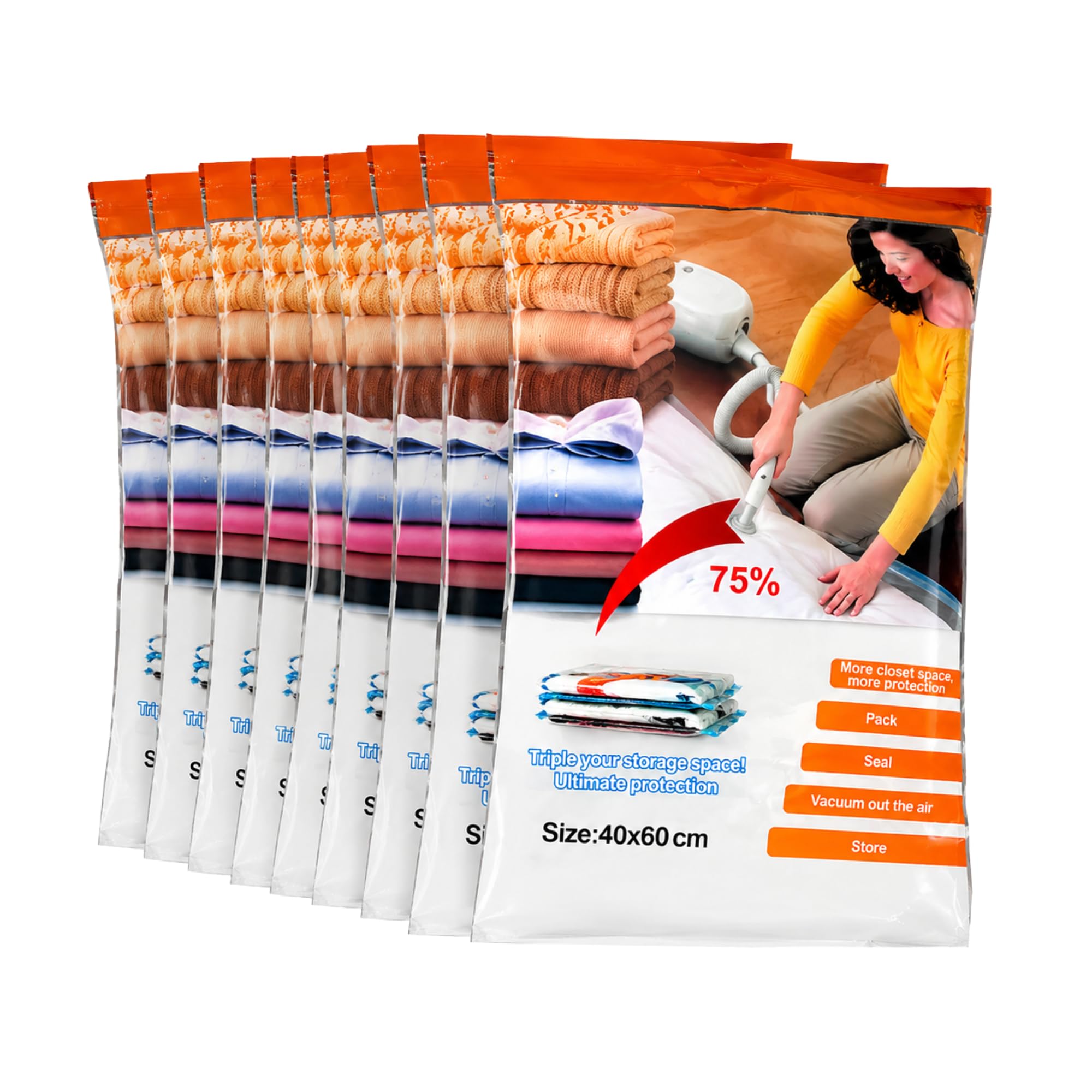 Bargain House 40 × 60cm Vacuum Storage Bags, Double Zip, Pack of 3