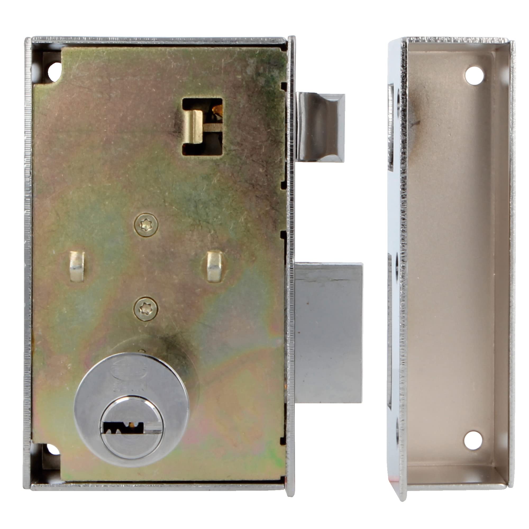 Serratura A Sovrapposizione AMIG Mod. 72 - Per Porte Legno, Acciaio Cromato, 100x85 Mm - Foto 5