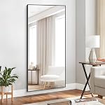 KOCUUY Black Full Length Mirror 76" x 34", Extra Large Full Body Mirror Free Standing,Oversized Metal Framed Leaning Against Rectangle Wall Floor Mirror for Living Room Dressing Room Entryway