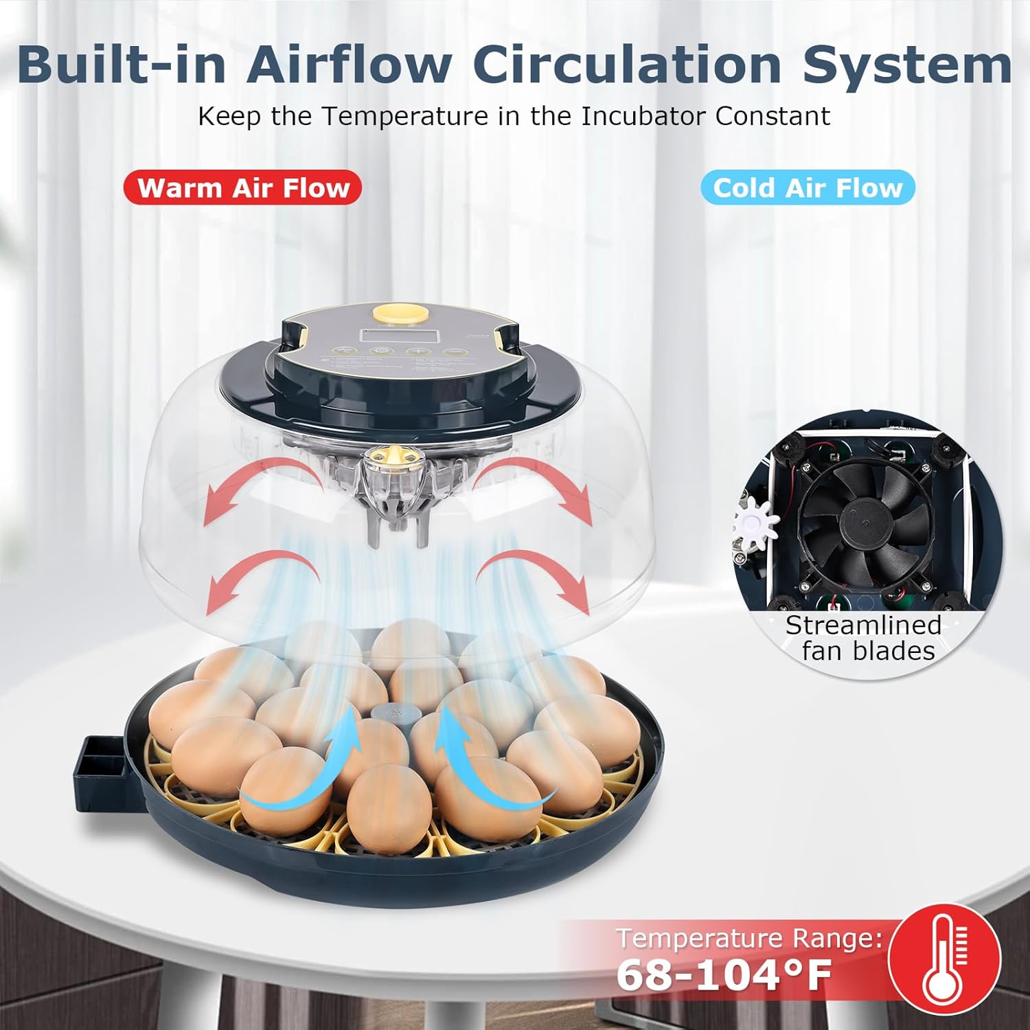 Incubators for Hatching Eggs, 18 Eggs Incubator with Egg Candler, Auto Egg Turner, Temp & Humidity Control, Hatch Day, Auto Water Refill, 2 Size Egg Tray, 360° Viewing for Chicken, Duck, Quail