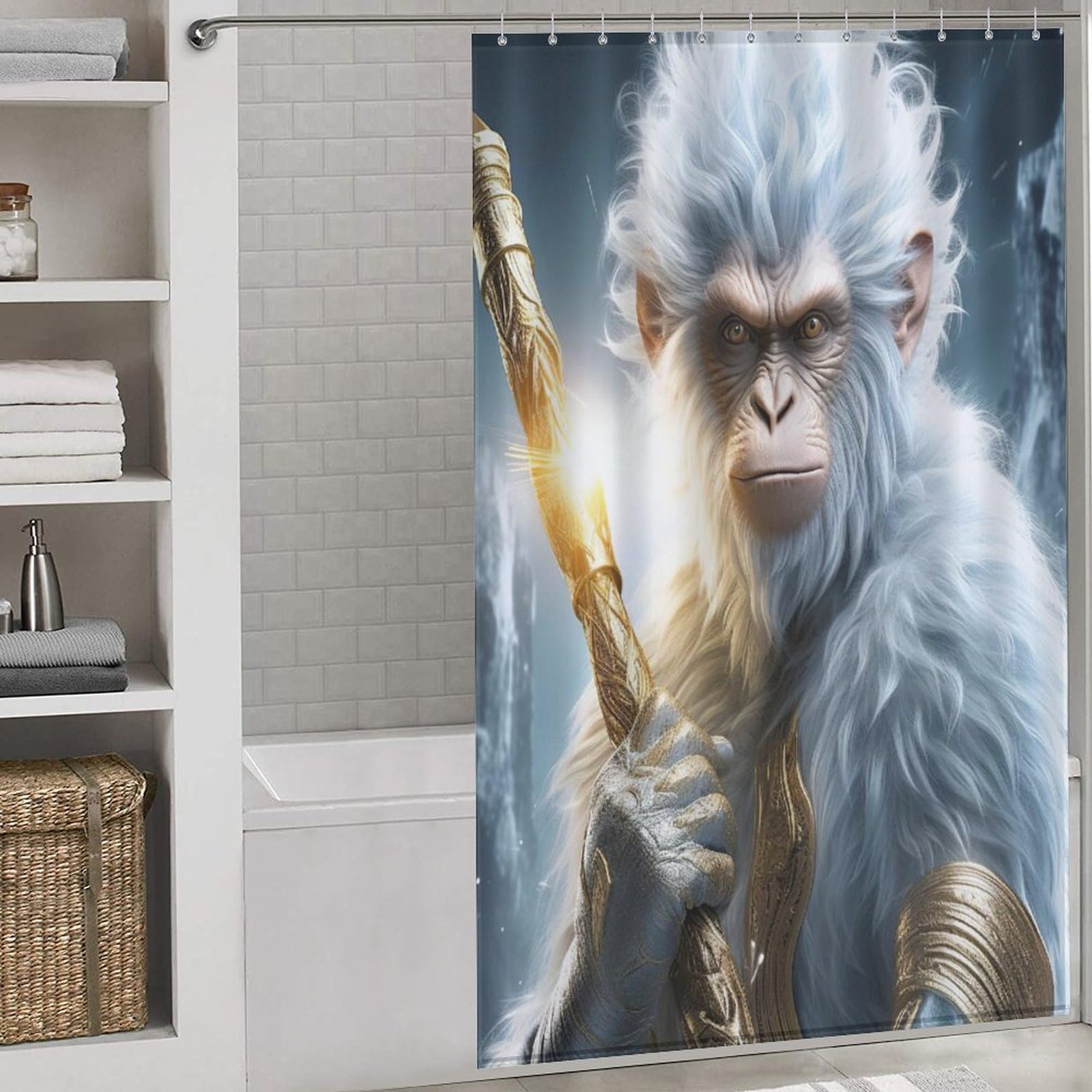 Singe rideau de douche lavable pour une baignoire jungle propre