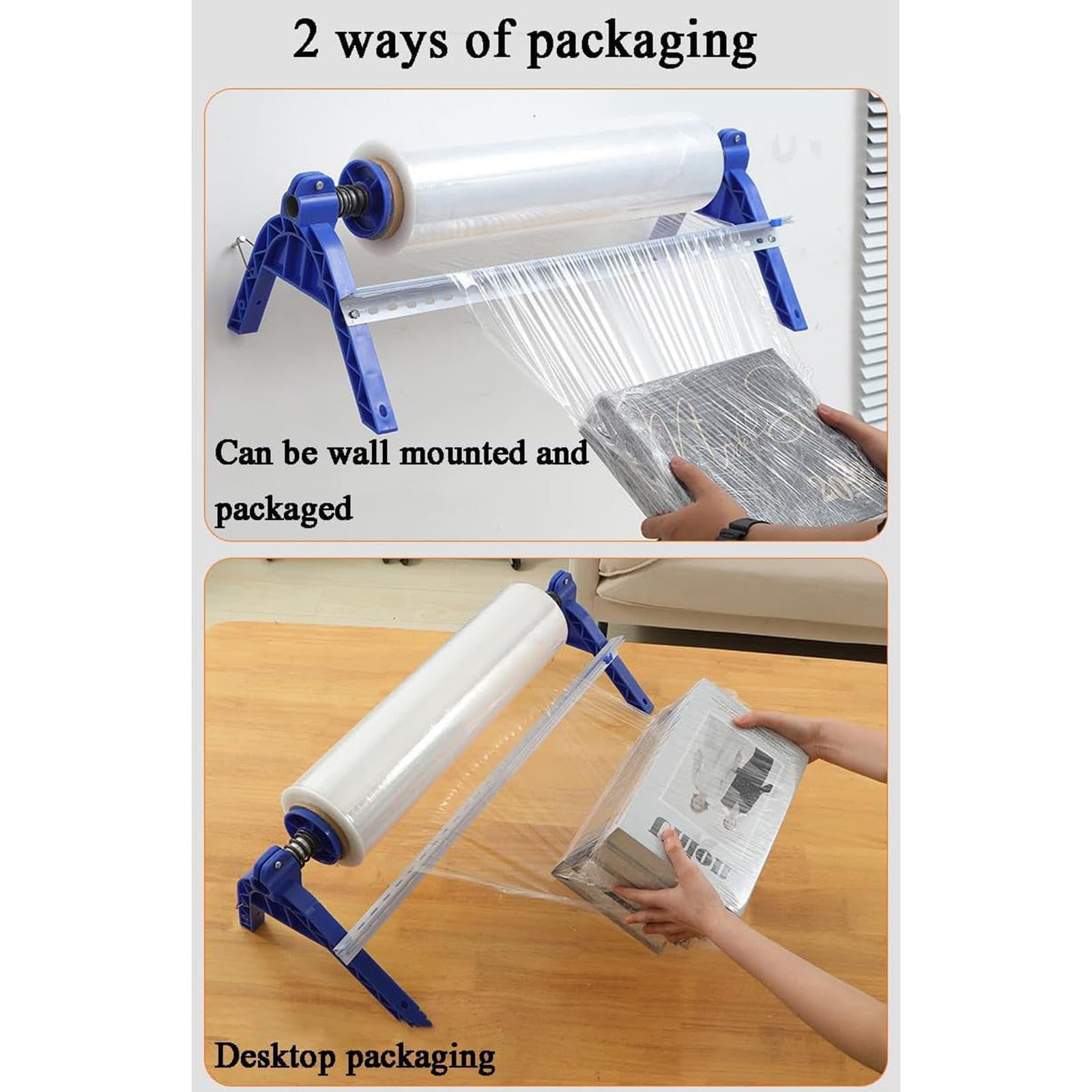 Dozownik folii stretch – ręczna owijka palet z przezroczystą folią stretch o szerokości 50 cm do paczki, kartonu, pudełka, bagażu, magazynu