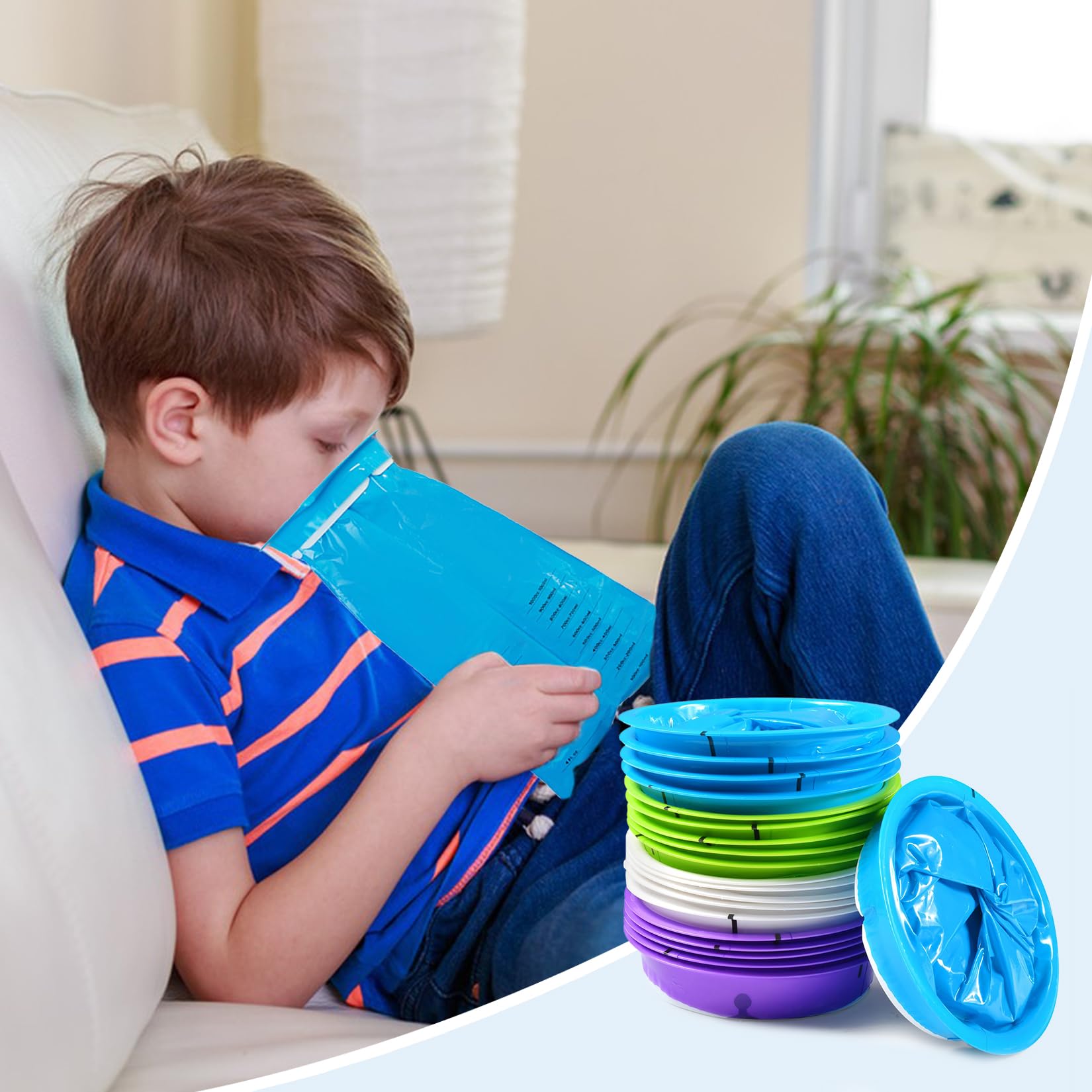 Sacchetti Vomito Usa E Getta - 20 Pezzi, 1500ml, Sigillabili, Per Viaggi, Bambini, Donne Incinte - Foto 12