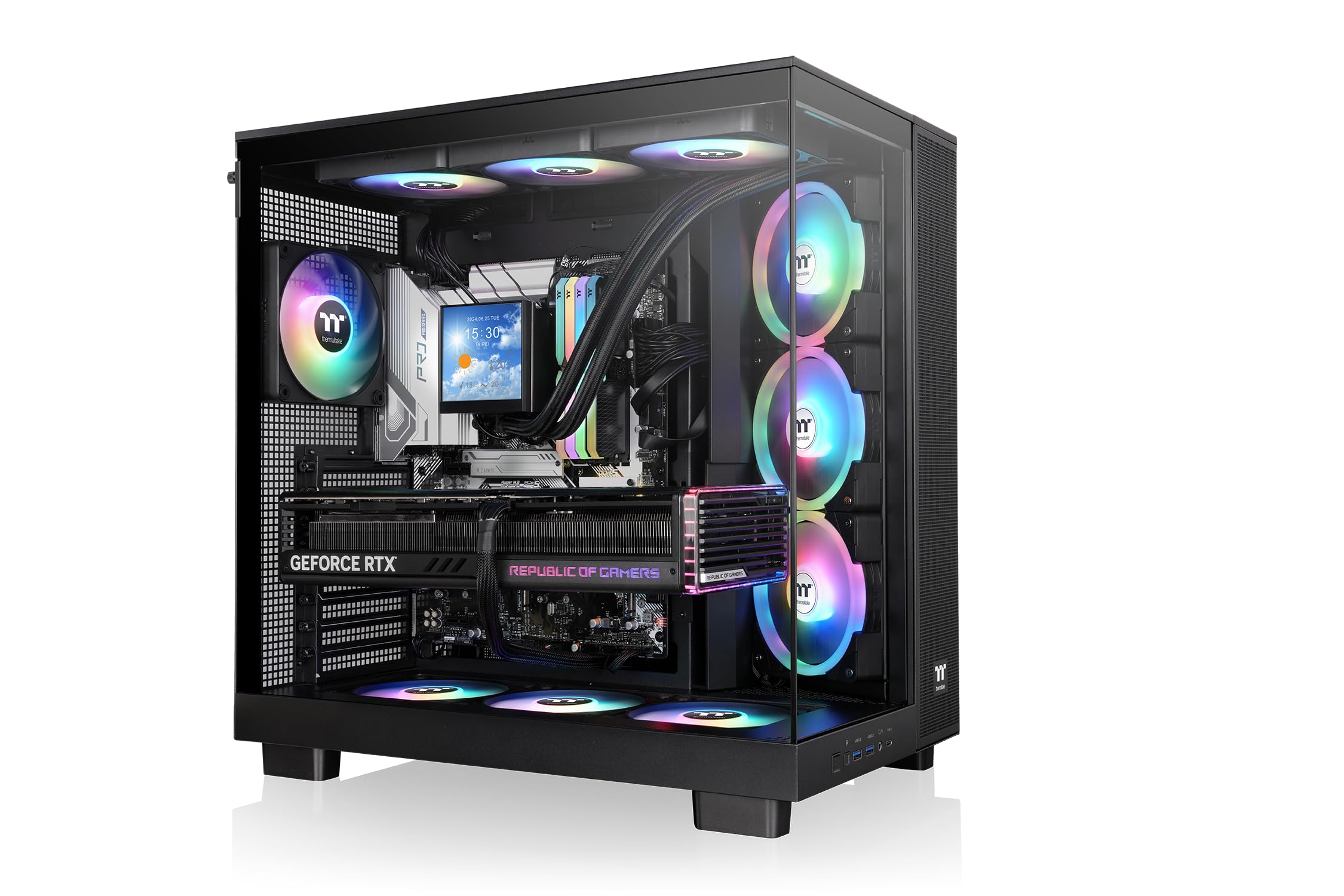 Thermaltake View 380 XL TG ARGB | Mid Tower PC‑Gehäuse | 4‑mm Tempered Glass | E‑ATX & XL‑Mainboard Support | USB‑C Front I/O | 360‑mm Radiator Support | High‑Airflow Design | Black