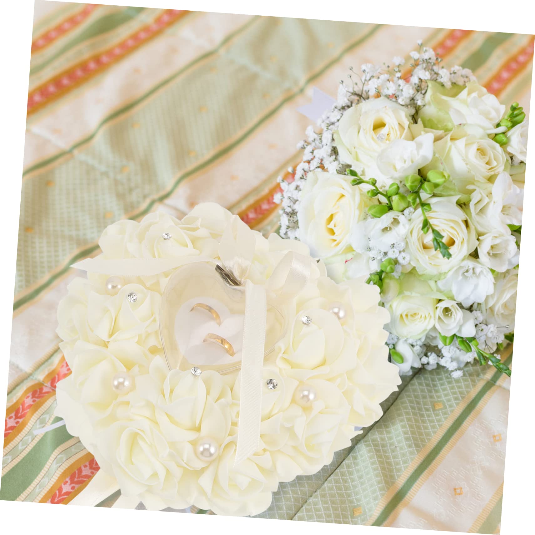 SOIMISS 5pezzi Cuscino Portafedi Elegante Forma Di Cuore Con Decorazioni Scatola Per Anelli Da Matrimonio Accessori Nuziali Per Sposi e Fidanzamenti