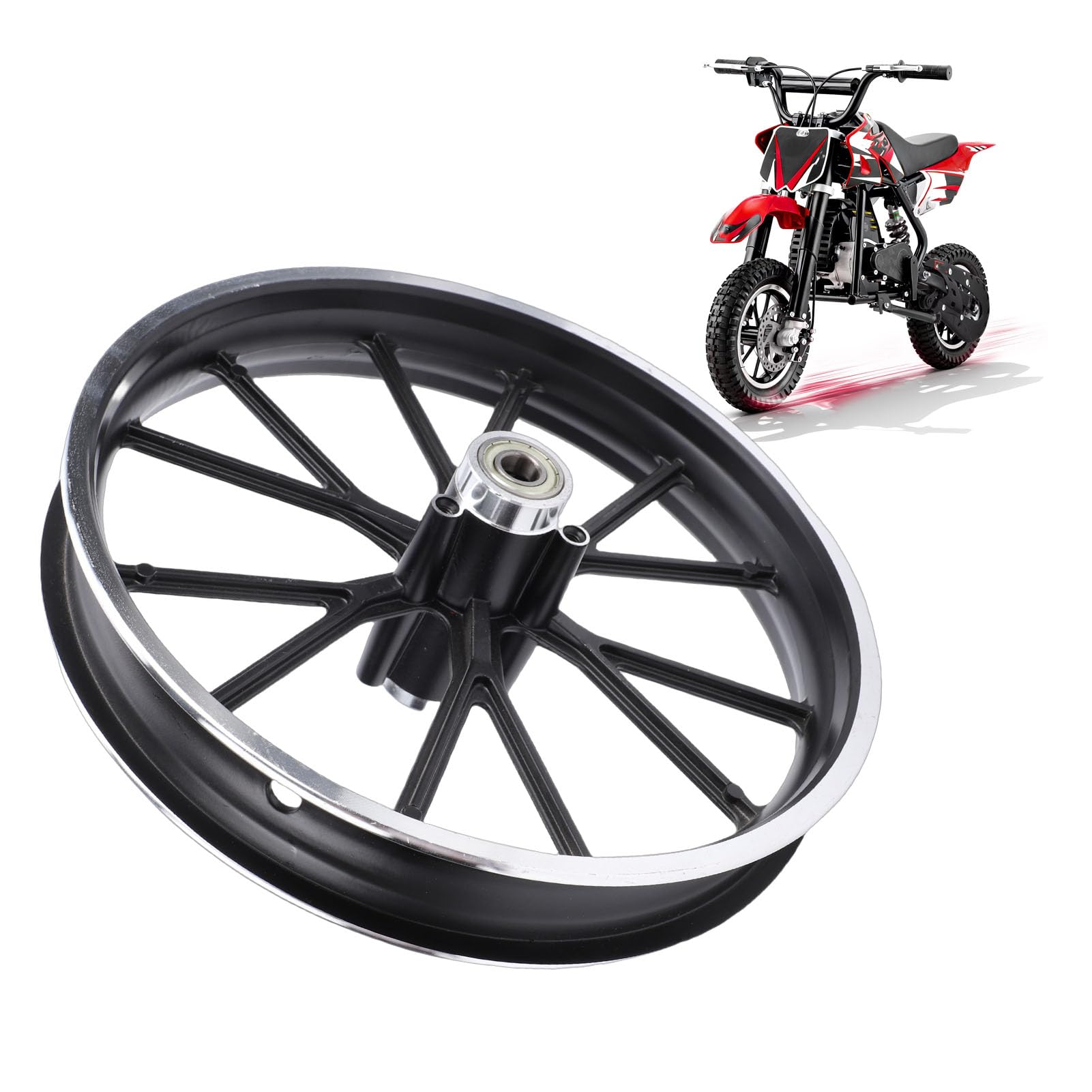 Cerchio in Lega di Alluminio 2.50-10 per Mini Bici Elettrica Pocket Bike Dirt Bike Ruota Posteriore 10 Pollici