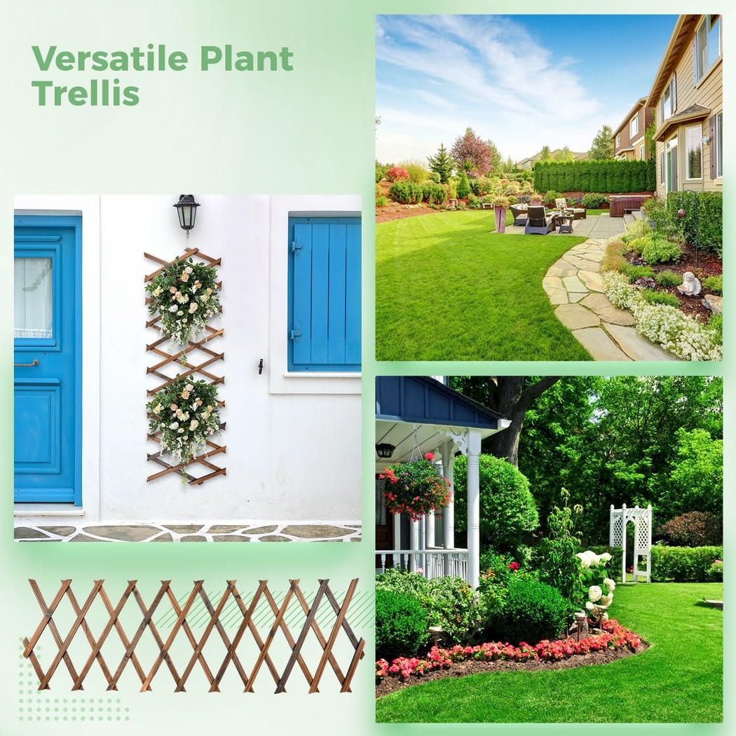 yeesport Expandable Plant Trellis 2 Pcs, Holz Trennwand Pflanzer Gartenzaun 190×30cm- Hölzerne Pflanze Unterstützung Zaun, Langlebig und robust für Kletterpflanzen, Zauberstab Dekoration