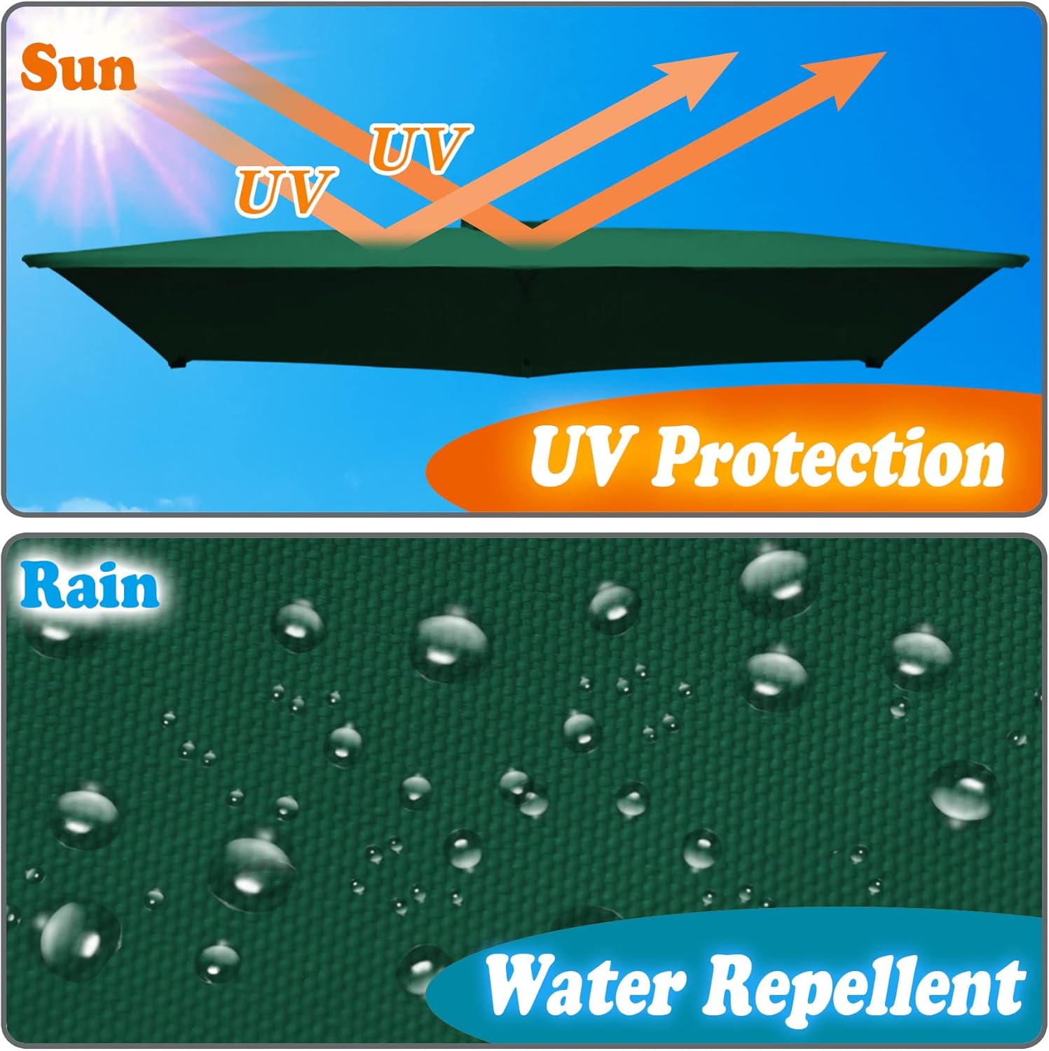 Strong Camel Replacement Umbrella Canopy for 10ft x 6.5 ft 6 ribs Umbrella (Canopy Only)