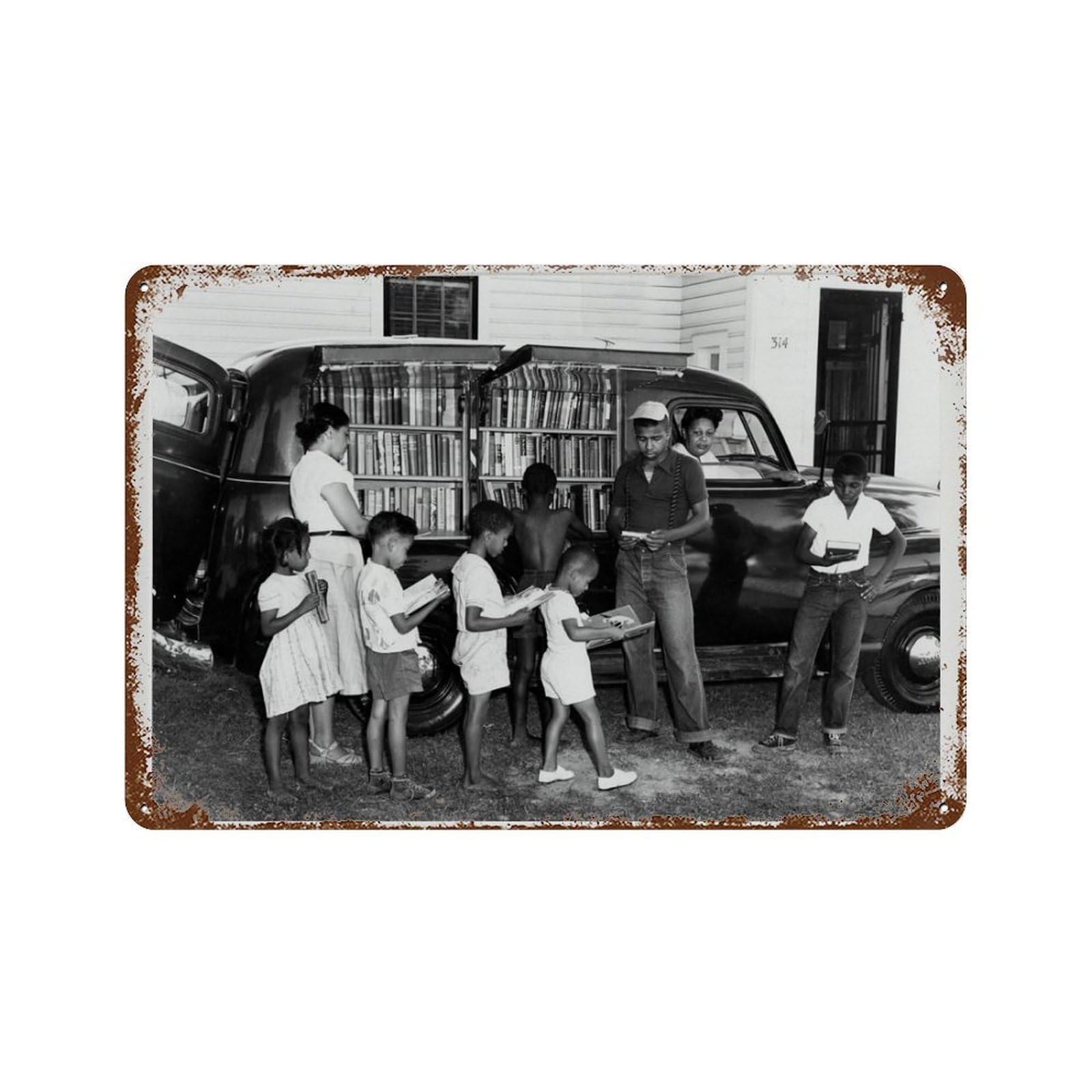xiaoxiaoshen Photos of African American Children, Black And White Retro North Carolina Wall Decor Art Metal Tin Poster Modern Home Decor Art Home Bar Shop Decorations Vintage Sign 20x30cm