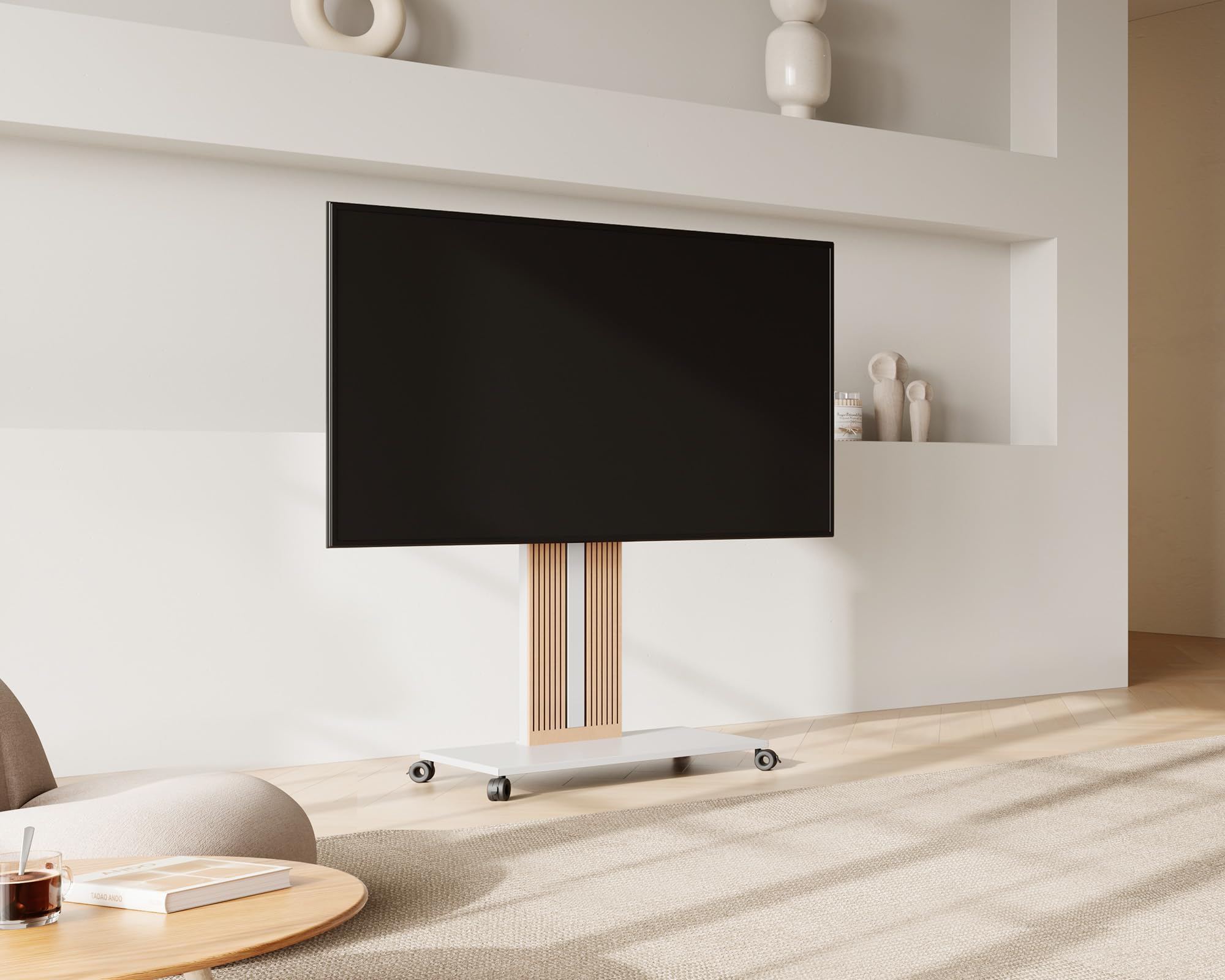 FITUEYES Supporto TV da Pavimento per 55" - 88" Regolazione Angolo ± 30° Porta TV da Terra Mobile Portata Massima 60kg Massimo VESA 600 * 400mm Serie ZEN