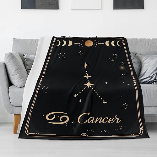 Miniatura 2 de wvihgku Manta de franela con constelaciones de cáncer, cálida y suave, 12 horóscopos, astrología, manta con tema de constelación, decoración del
