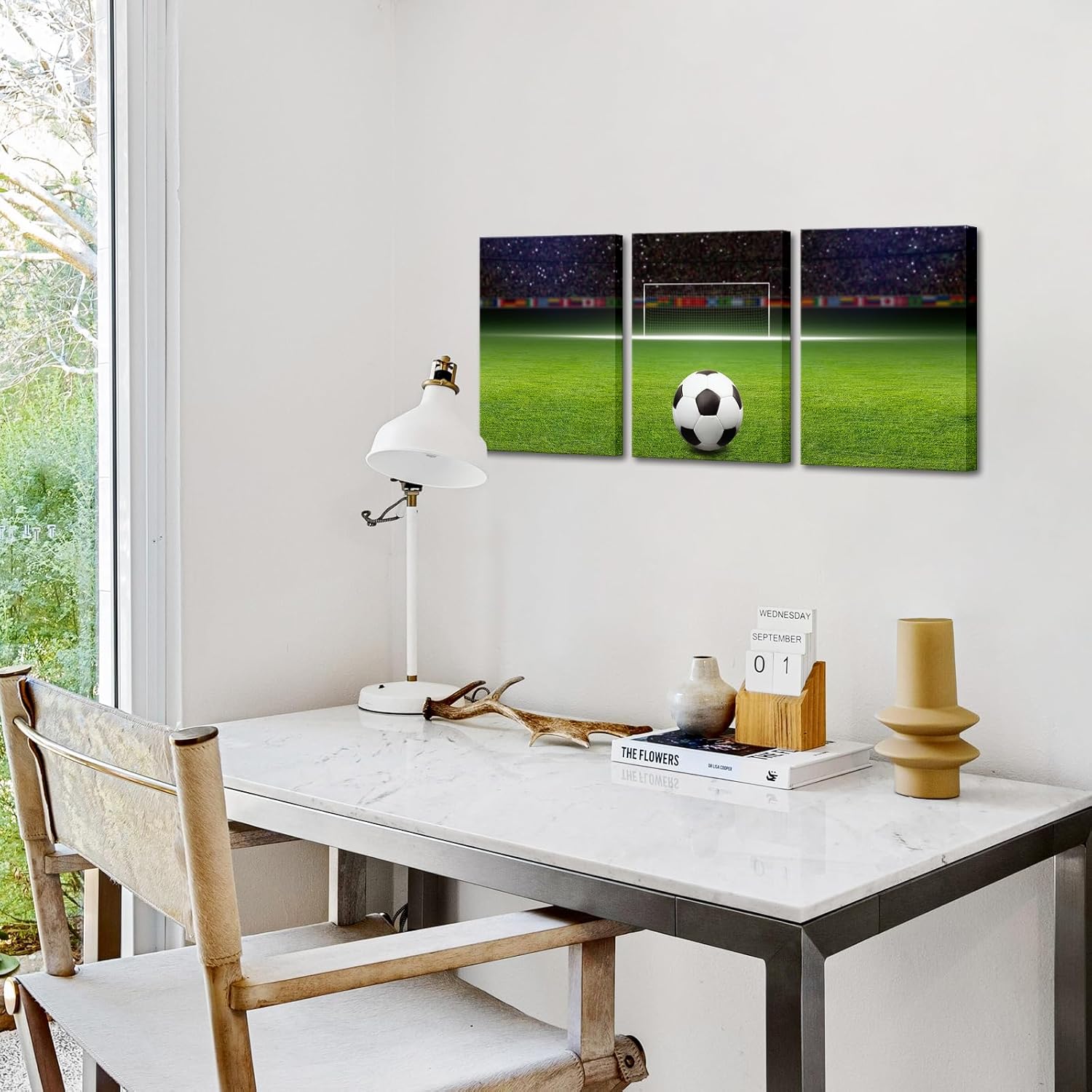 Soccer Decor Football Canvas Wall Art Modern Artwork for Bedroom Living Room and Office Wall Decoration Stretched and Framed Easy to Hang 12''x 16''x 3 Panels - Image 6