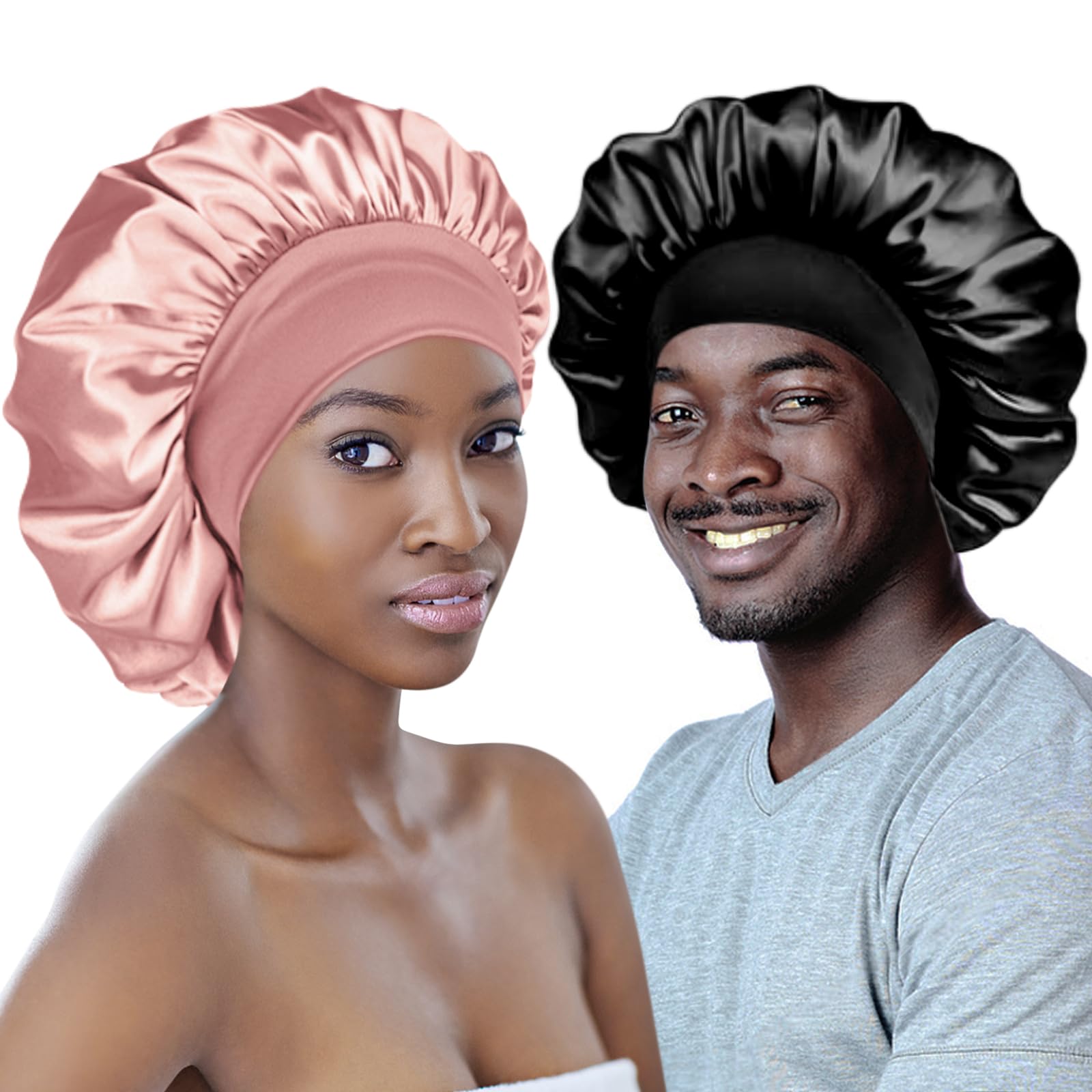 Adubor Silk Bonnet for Sleeping Women Men Double Layer Satin Bonnet for Sleeping Sleep Cap