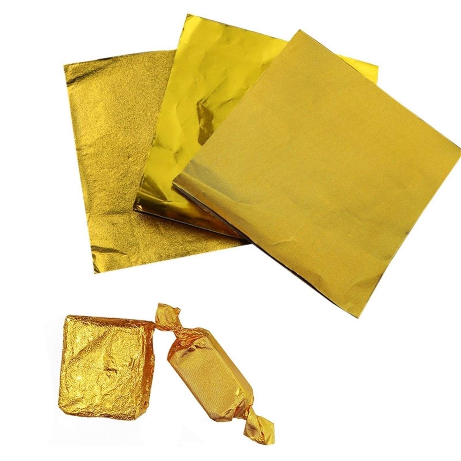 QUARKZMAN 100 Stück Folienbonbonverpackungen, 8 x 8 Zoll Schokoladenverpackungen, Aluminiumfolie für Karamellbonbonverpackungen Dekoration (Kaffee, Orangenschale