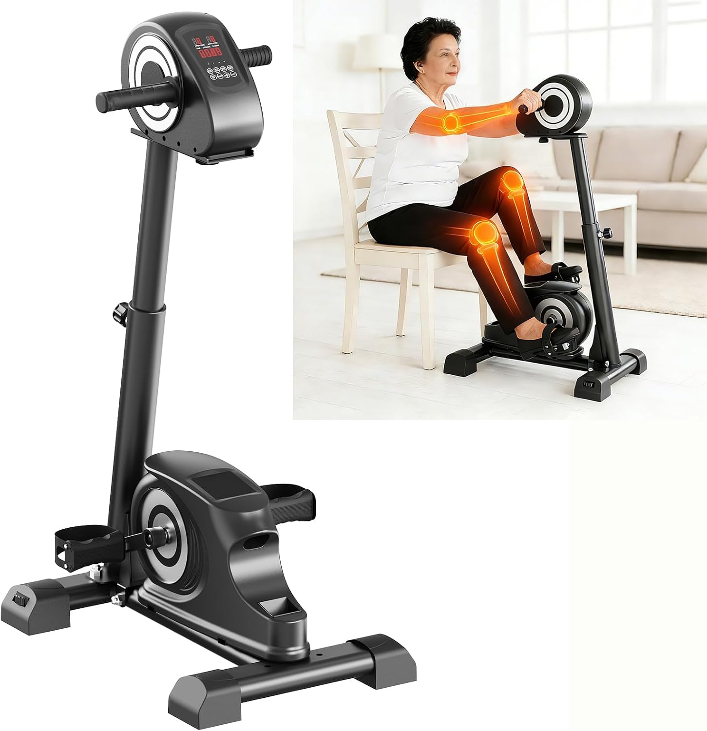 Electric Rehabilitation Exercise Bike, arm and Leg Motorized Pedal Exerciser and Rehabilitation Trainer, Suitable for Knee, Foot, and arm Rehabilitation.