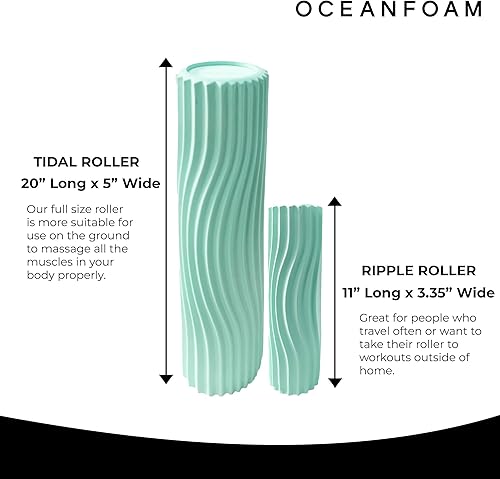 Miniatura 15 de Oceanfoam Tidal Roller - Rojo, Azul Marino Oscuro y Natural Marmóreo - Rodillo de espuma para masaje muscular para dolor de espalda y estiramiento -