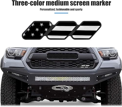 Miniatura 3 de Paquete de 1 emblema de rejilla tricolor, accesorios de malla frontal para automóvil, compatible con Toyota 4Runner Tacoma Tundra (bandera americana