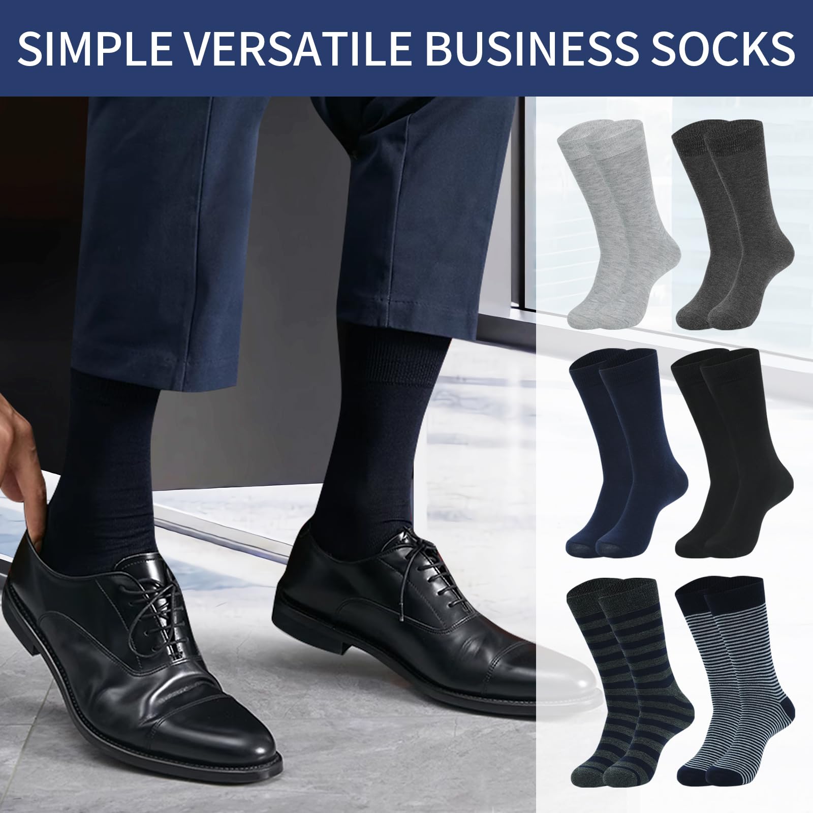 60 paia di calzini da uomo con motivo a tinta unita, casual, leggeri, comodi, da lavoro, Multi, 0X-6X
