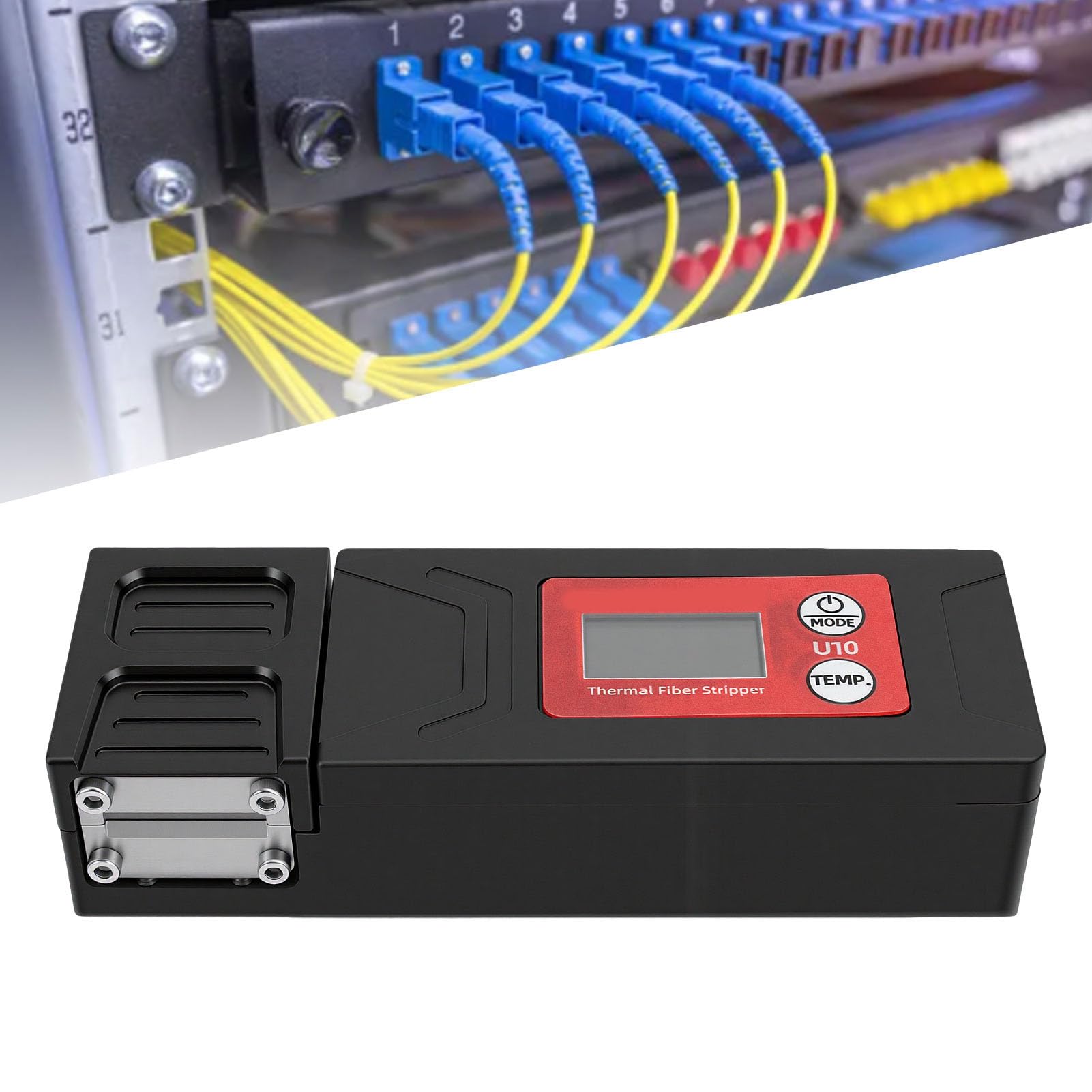 Fafeicy Pelacables de Fibra óptica Calentado, Temperatura Ajustable con Pantalla LED para Fibras de Cinta de 1 a 48 Núcleos (Enchufe de la UE)