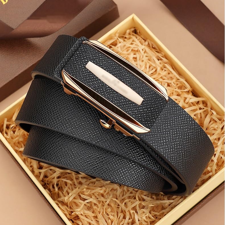 JSEIAJB Men's Toothless Automatic Buckle Belt Casual Genuine Leather Pants Belt2