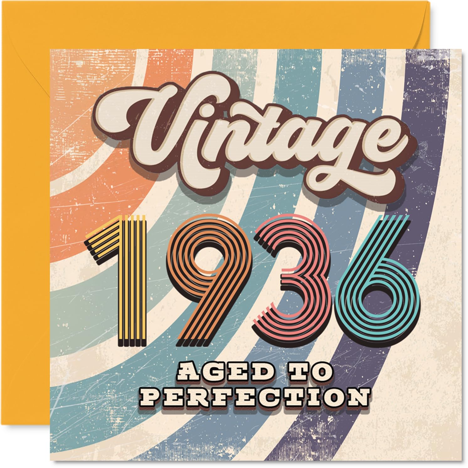 90th Birthday Card for Men Women - Vintage 1936 Aged To Perfection - Happy 90 Birthday Cards for Dad Uncle Nanny Nan Husband Grandma, 145mm Bday Greeting Cards