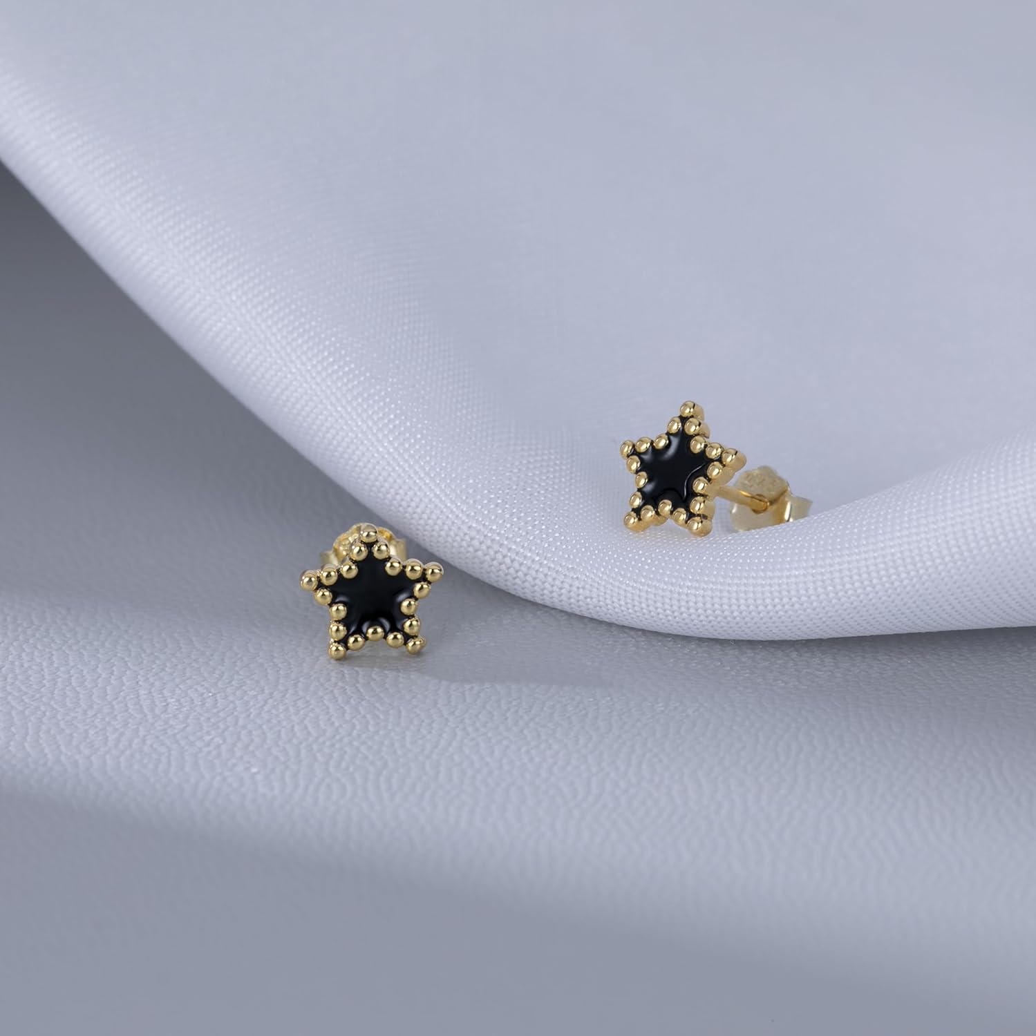 Reffeer Solid 925 Sterling Silver Tiny Black Star Stud Earrings for Women Teen Girls Cute Star Earrings Studs - Image 6