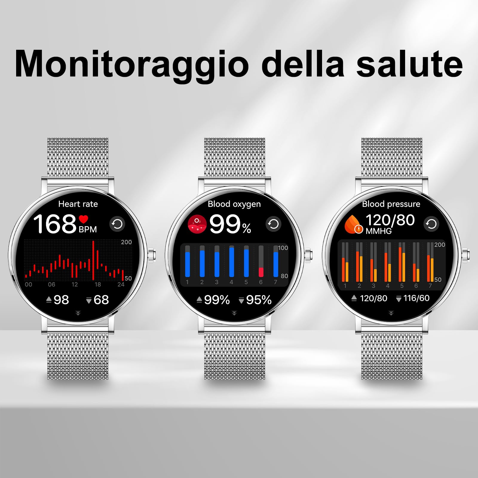 Smartwatch Donna Uomo 2026 Durata Piu Giorni 1.32Amoled Rotondo Digitale Ultrasottile Elegante Impermeabile Notifica App Esercizio Fitness Chiamata Bluetooth Compatibile Android e Ios (Argento)