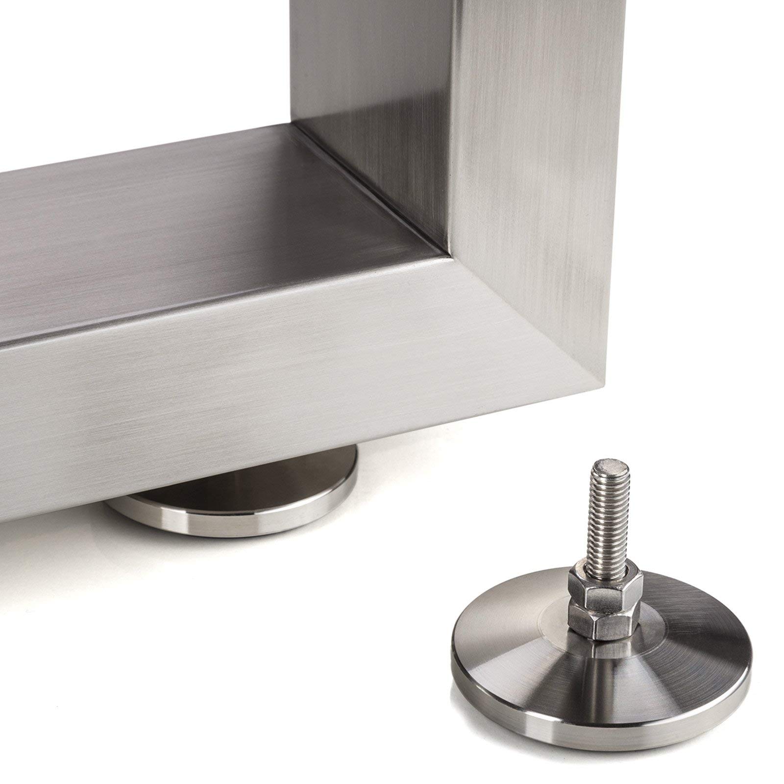 SOTECH Tischgestell KUFE ECHT Edelstahl/Profil 80 x 40 mm/Höhe: 720 mm/Tiefe: 700 mm höhenverstellbar Tischuntergestell Tischkufe Tischbein Tischfuß