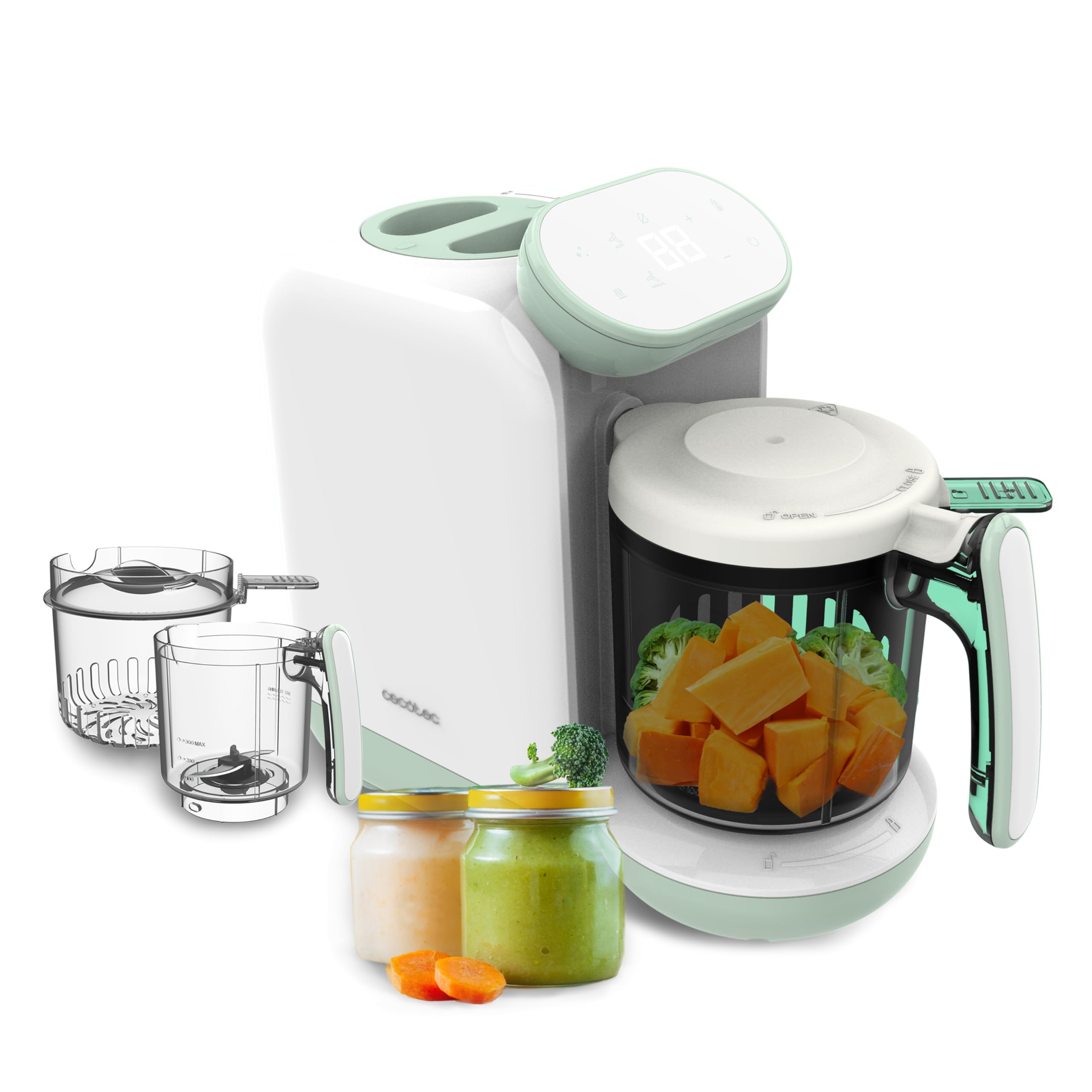 Cecotec Robot da Cucina per Bambini, Processore di Alimenti Nana BabyCare FoodProcessor. Bolle, Frulla, Sterilizza e Riscalda Biberon, senza BPA, Adatto per Frutta, Verdura e Carne, Include Ricettario