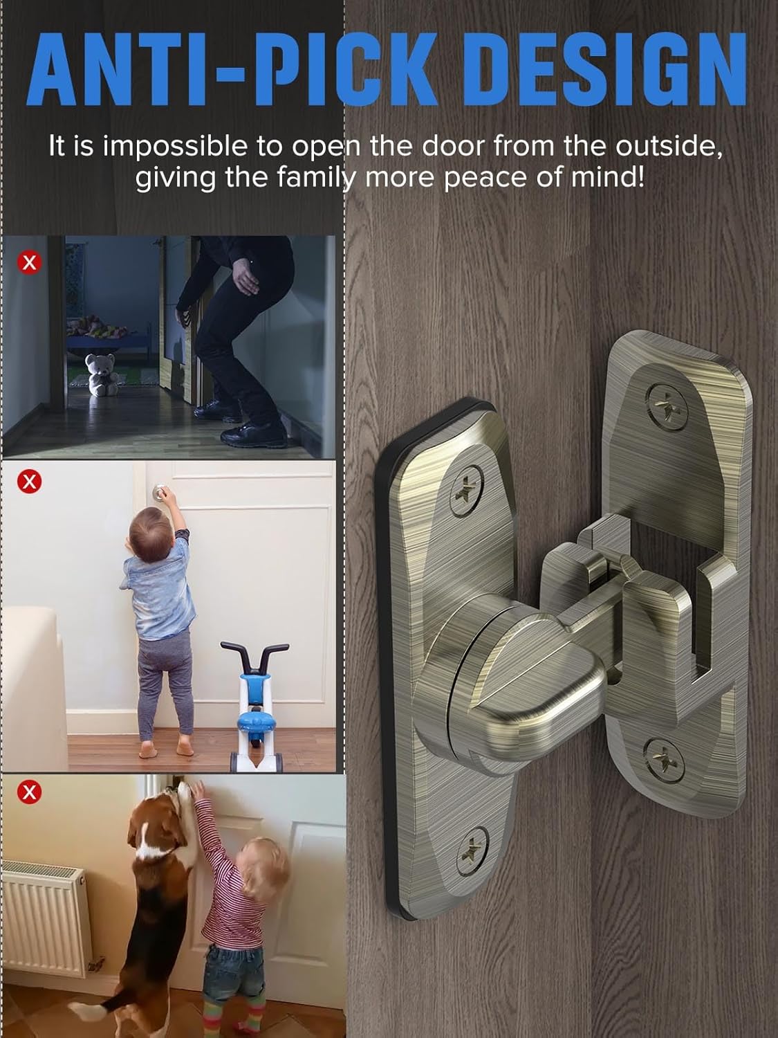 90/180 Degree Flip Barn Door Lock, Protect Privacy - Security Sliding Door Latch, Small Gate Latches Hardware for Barn, Garden, Bathroom, Cabinet, Window (Bronze-2PCS)