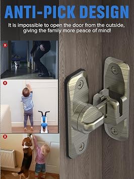 90/180 Degree Flip Barn Door Lock, Protect Privacy - Security Sliding Door Latch, Small Gate Latches Hardware for Barn, Garden, Bathroom, Cabinet, Window (Bronze-1PC)