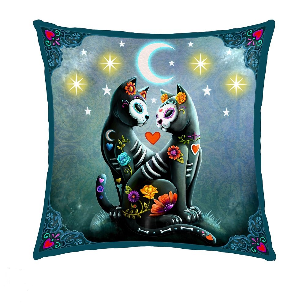Starry night Black cats Light Up Cushion Nemesis Black Cat