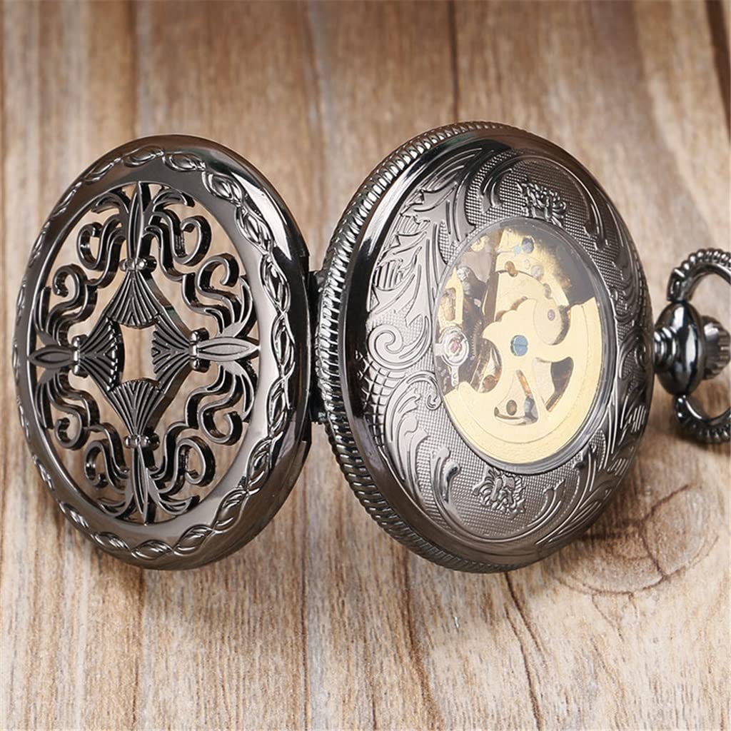 steampunk czaszka automatyczny mechaniczny prezent zegarek kieszonkowy łańcuch pamiątki zegarków męskich i damskich (Kolor: A, Rozmiar: 4,8 cm) (A 4,8 cm)