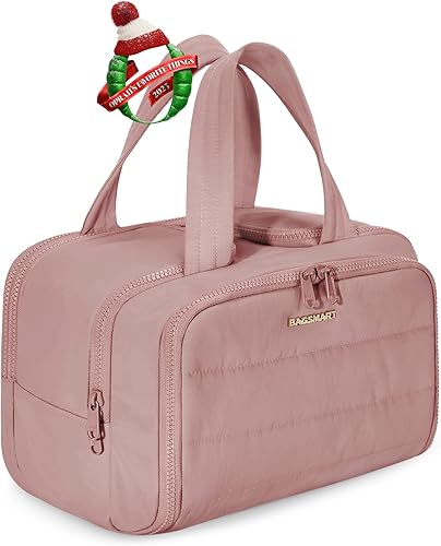 BAGSMART Neceser de viaje, bolsa de viaje ligera y grande de apertura amplia para mujeres, bolsa organizadora de cosméticos con asa para accesorios,