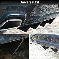 Vista 2 de Juego de 4 piezas de difusor de parachoques trasero de forma curvada universal de alerón de tiburón, juego de decoración de ala de labio, fibra