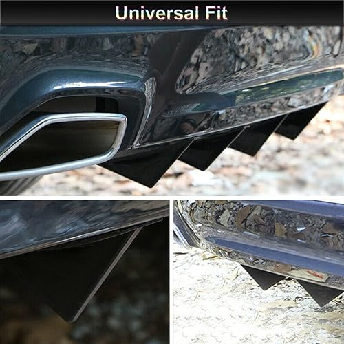 Miniatura 2 de Carridar Juego de 4 piezas de difusor de parachoques trasero de forma curvada universal de alerón de tiburón, juego de decoración de ala de labio,