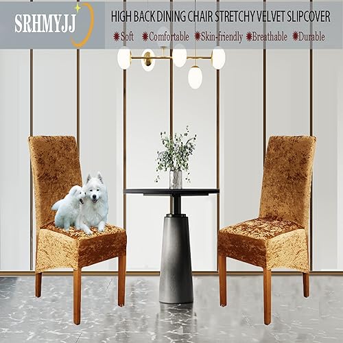 Miniatura 2 de Juego de 246 fundas protectoras para sillas de comedor, fundas elásticas para sillas de comedor, bodas, banquetes, decoración de fiestas (dorado 4)