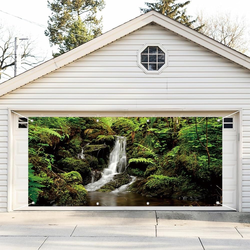 Jungle Forest Garage Door Cover - 7x8 Ft, Outdoor Decoration Banner