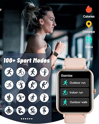 GRV Smart Watches for Women, Answer/Make Calls, 1.8 HD Smartwatch for iPhone Android Phones, Fitness Watch with Heart Rate/Sleep/Stress Monitor Steps Calories Counter, IP68 Waterproof (Pink)